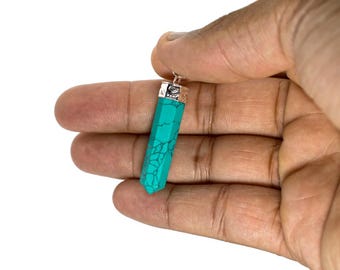Reiki Natural Green and Black Selenite crystal pencil shaped pendant for Harmony Vastu Natural Precious Gemstone Size 30-35 mm Approx