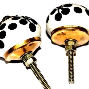 2 peças maçanetas redondas de cerâmica feitas à mão, com estampa indiana, decoração antiga para armários de cozinha, puxadores decorativos para portas de cômodas