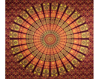 Tapestry For All Traditional Mandala Indian Cotton Wall Hanging Bed Sheet Bed Cover Home Decor Gift for All Occasion 84"x90" Approx