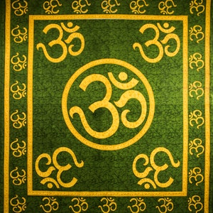 Tapeçaria tradicional OM de algodão para pendurar na parede, dormitórios Boho impressos, decoração de casa, decoração hippie, colcha colorida 84&#39;&#39;X90&#39;&#39;Appox