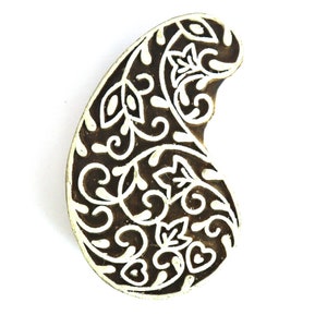 Timbri per stampa con design tradizionale paisley indiano in legno, blocchi per la stampa di bordi sari, abiti, creazione di cartoline artigianali, album di ritagli, ceramica in argilla