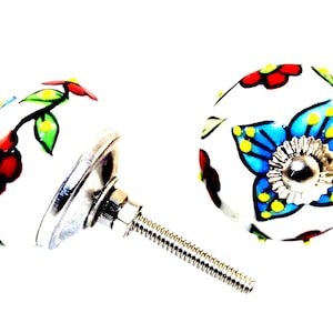 2 pomelli per porte in ceramica indiana, fatti a mano e stampati a mano, per la casa, la cucina antica, la cassettiera per bambini, l'armadio per ufficio