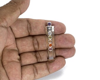 Reiki Orgone Bonded Seven Chakra Smooth Massage Wands for Orgone Clear Quartz Crystal Wand Point Chakra Healing Meditation Size- 5 CM Approx