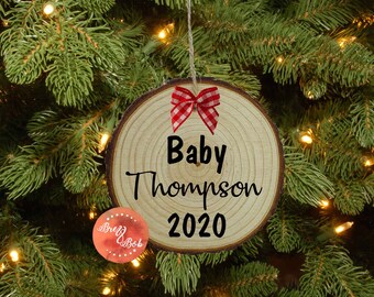 Custom New Baby Arrival Ornament , Announcement Ornament , Wood Slice Ornament , Personalized Christmas Tree Ornaments , Family Ornament