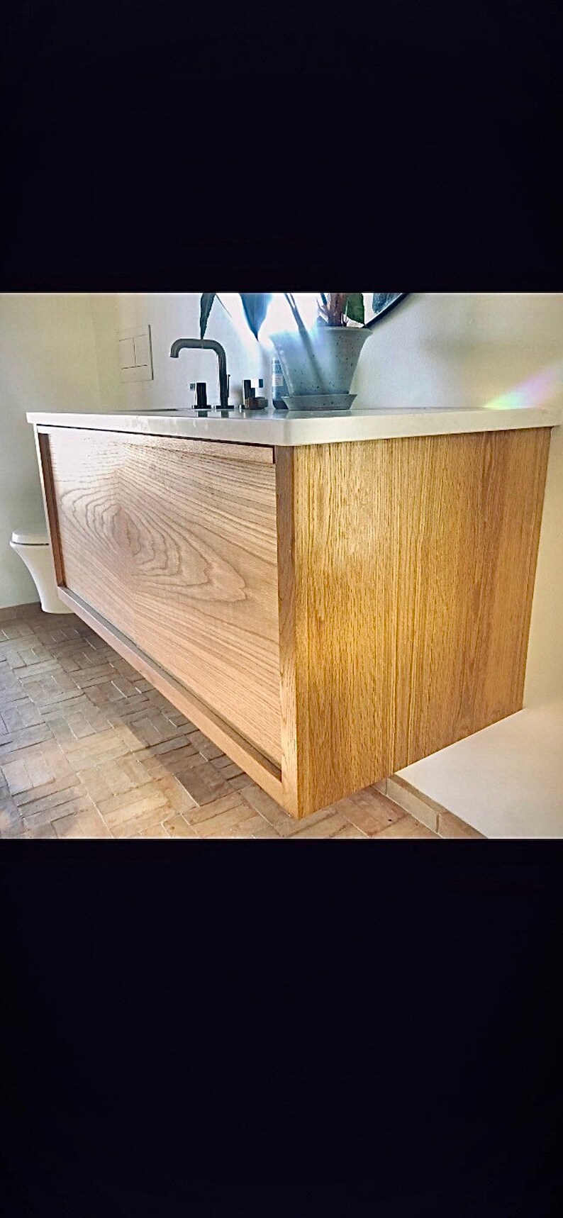 White Oak Floating Vanity White Oak Bathroom Vanity Floating Etsy