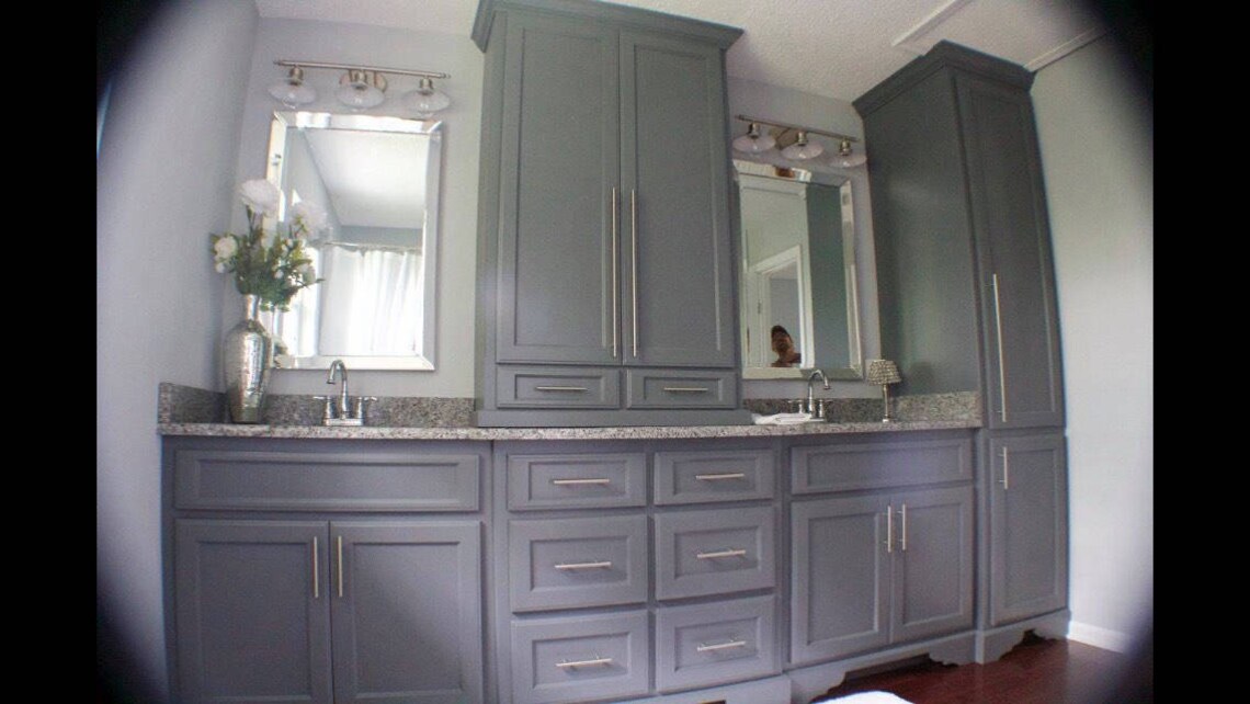 Bathroom Vanity Bathroom With Tower Gray Etsy