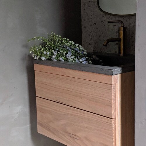 Oak Bathroom Vanity Floating Bathroom Vanity Oak Floating Etsy
