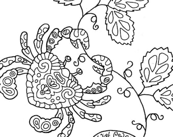 Colourful crabs half-page colouring page