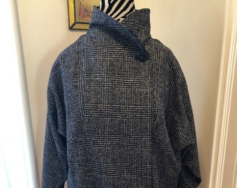 Sanyo Bloomingdales Sutton Sportswear Jacket- Glen Plaid Wool/Silk Blend-Vintage Size 10