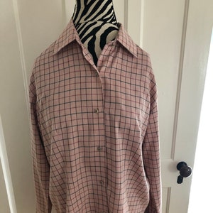 Van Heusen Pink Window Pane Plaid Shirt-Size Medium
