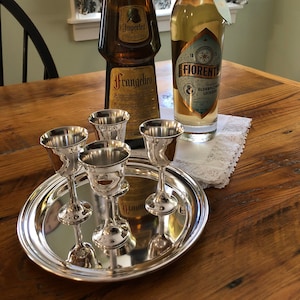 F.B. Rogers Silver Plate Cordial Set-Tray and 4 Goblets