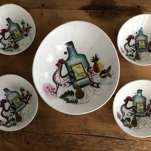 Farmhouse Rooster Salad Bowl Set-5 Pieces
