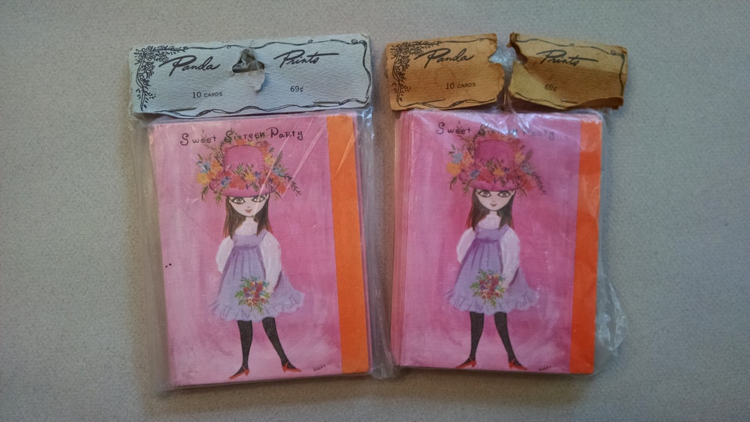 Rosalind Welcher Panda Prints Inc. 1970's Sweet 16 Invitations Etsy