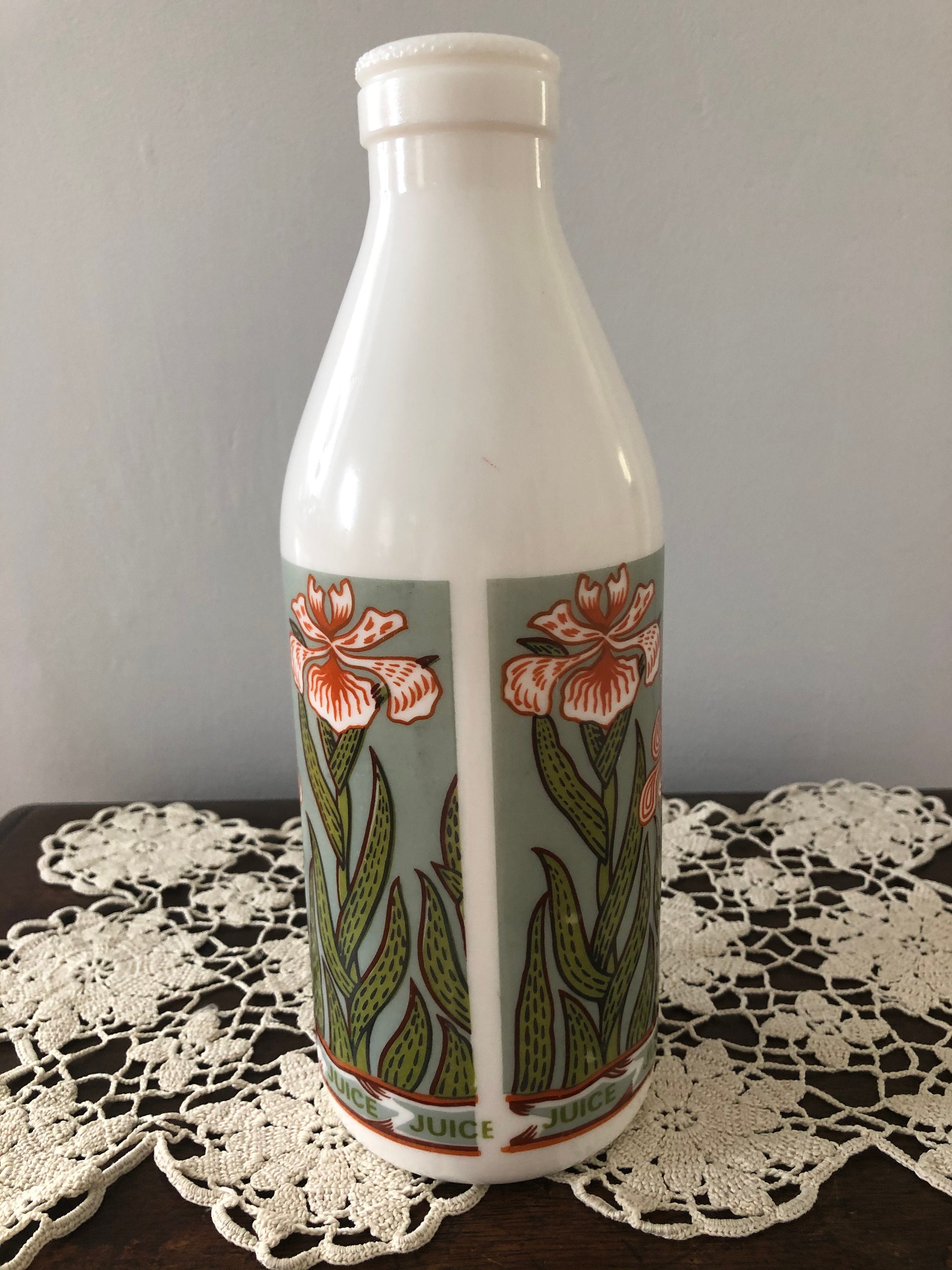 Egizia Italy Milk Glass Juice Bottle/vase/carafe-art Nouveau