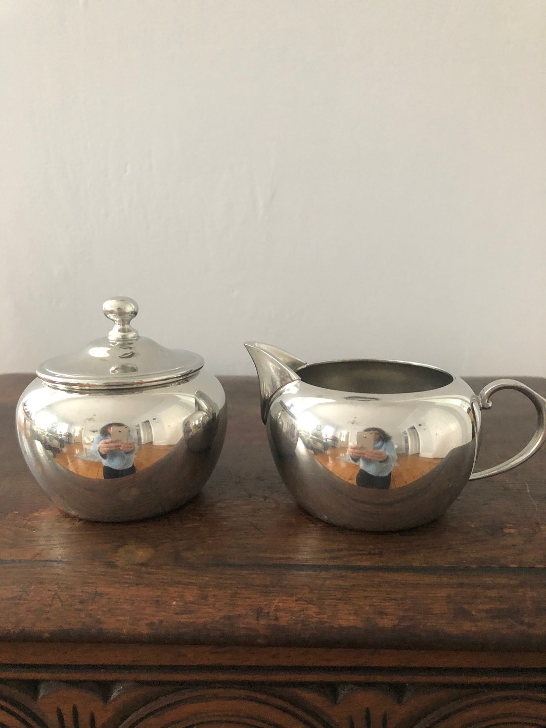 Queens Art Pewter Sugar and Creamer359 Danish Quality Hand Made in USA