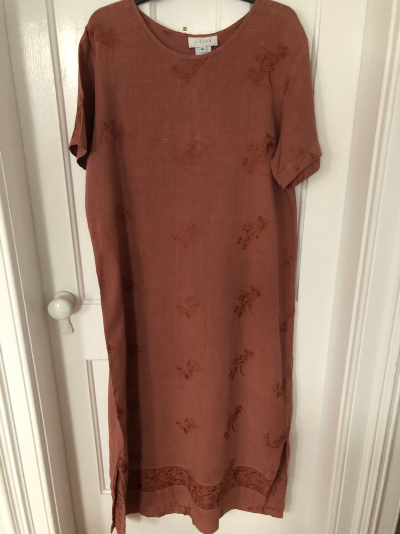 J Jill Embroidered Linen LongMaxi Dress-Size XL-Made In USA
