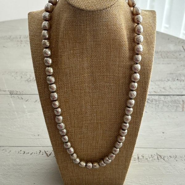 Miriam Haskell Large Baroque Pearl Necklace Signed 24”