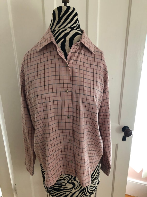 Van Heusen Pink Window Pane Plaid Shirt-Size Mediu