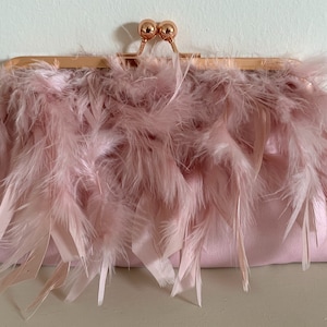 Pink feather clutch bag, Ostrich feather pink clutch, Evening purse, Pink clutch bag for wedding, bridal clutch, bridesmaid purse. image 1