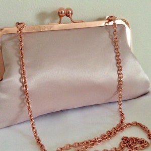 Roségoldene Satin-Braut-Clutch, Geldbörse, Brautjungfern-Clutch.