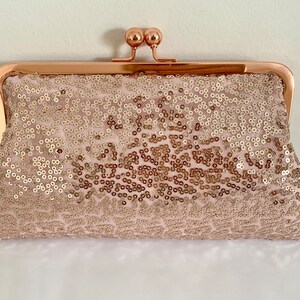 Rose Gold sequin clutch, Sequin purse, Evening Bag, Bridesmaid clutch, Bridal purse, Great Gatsby bag, 1920's wedding, Copper sequin purse. image 6