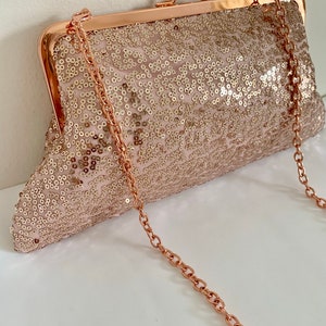 Rose Gold sequin clutch, Sequin purse, Evening Bag, Bridesmaid clutch, Bridal purse, Great Gatsby bag, 1920's wedding, Copper sequin purse. image 10