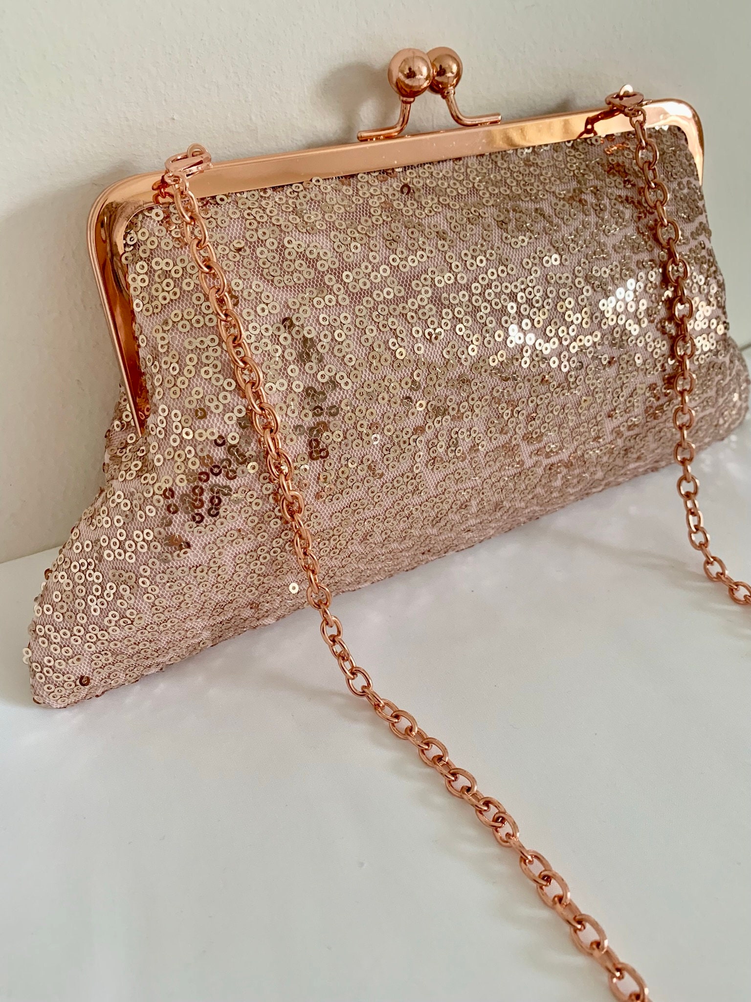 Dome Cosmetic Case | Rose Gold Metallic Leather