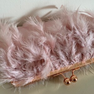 Pink feather clutch bag, Ostrich feather pink clutch, Evening purse, Pink clutch bag for wedding, bridal clutch, bridesmaid purse. image 3