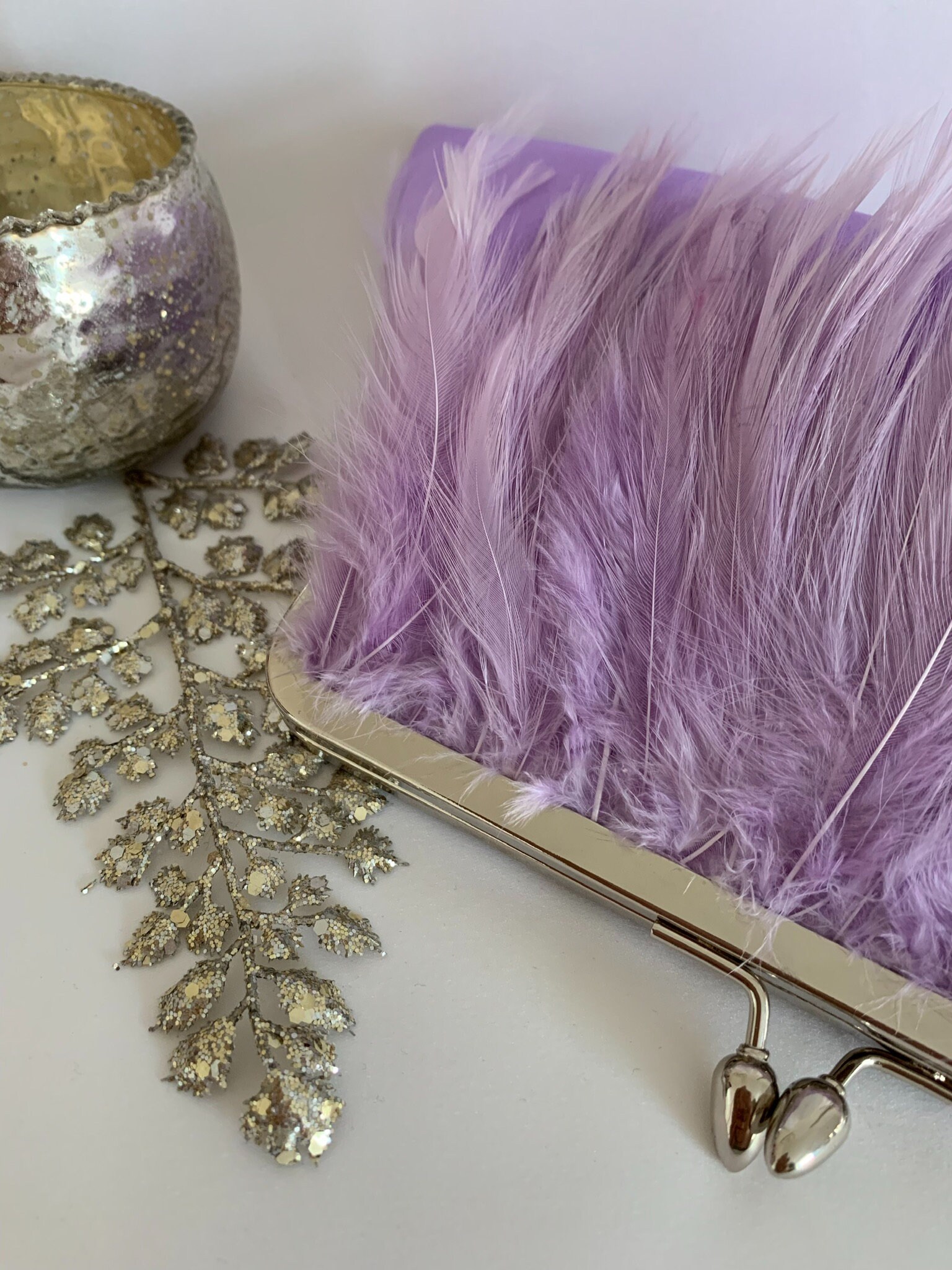 Lilac Chainmail Clutch Bag