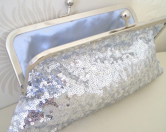 Silver Sequin Clutch, Sequin Clutch, Wedding Clutch, Evening Sequin Clutch, Bridesmaid Clutch, Bridal Sequin Clutch