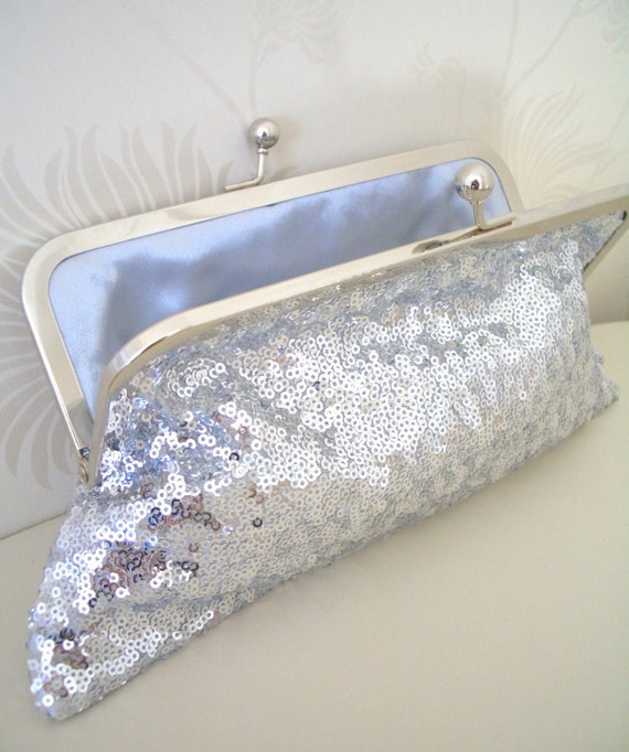 silver sequin evening bag
