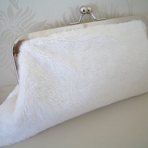 Fur Ivory Evening Bag, purse, clutch bag, wedding handbag