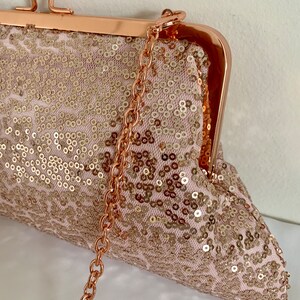 Rose Gold sequin clutch, Sequin purse, Evening Bag, Bridesmaid clutch, Bridal purse, Great Gatsby bag, 1920's wedding, Copper sequin purse. image 4