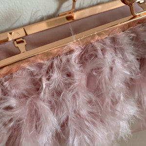 Pink feather clutch bag, Ostrich feather pink clutch, Evening purse, Pink clutch bag for wedding, bridal clutch, bridesmaid purse. image 4