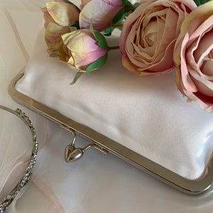 White satin bridal clutch, purse, bridesmaid clutch.
