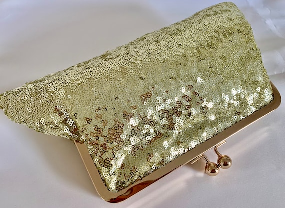 Gold sequin clutch Sequin clutch purse Evening sequin clutch Sequin purse Handmade sequin purse Ladies gifts Brides clutch