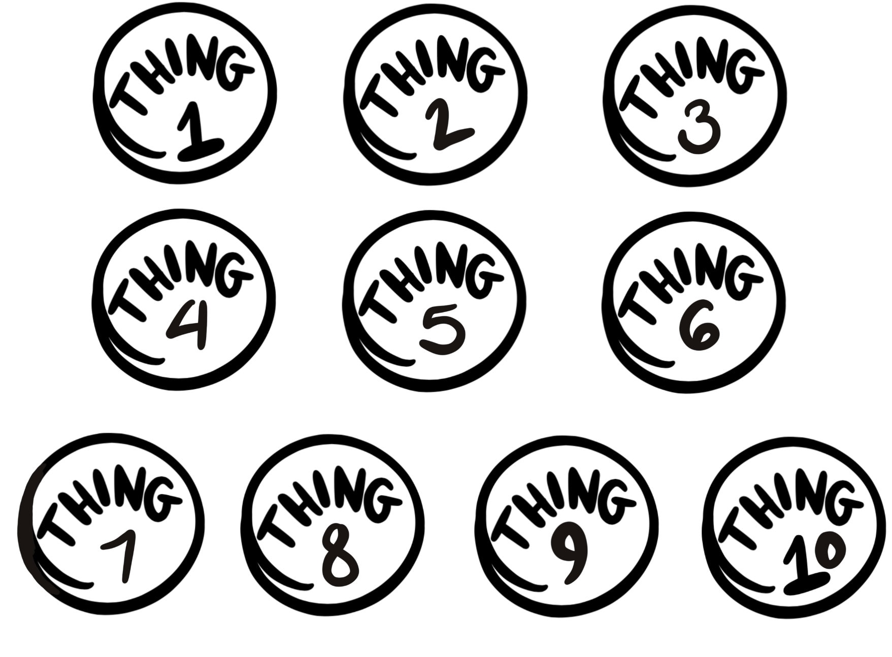 Thing 1 One Thing 2 3 4 5 6 7 8 9 10 Two Svg Digital Download Etsy
