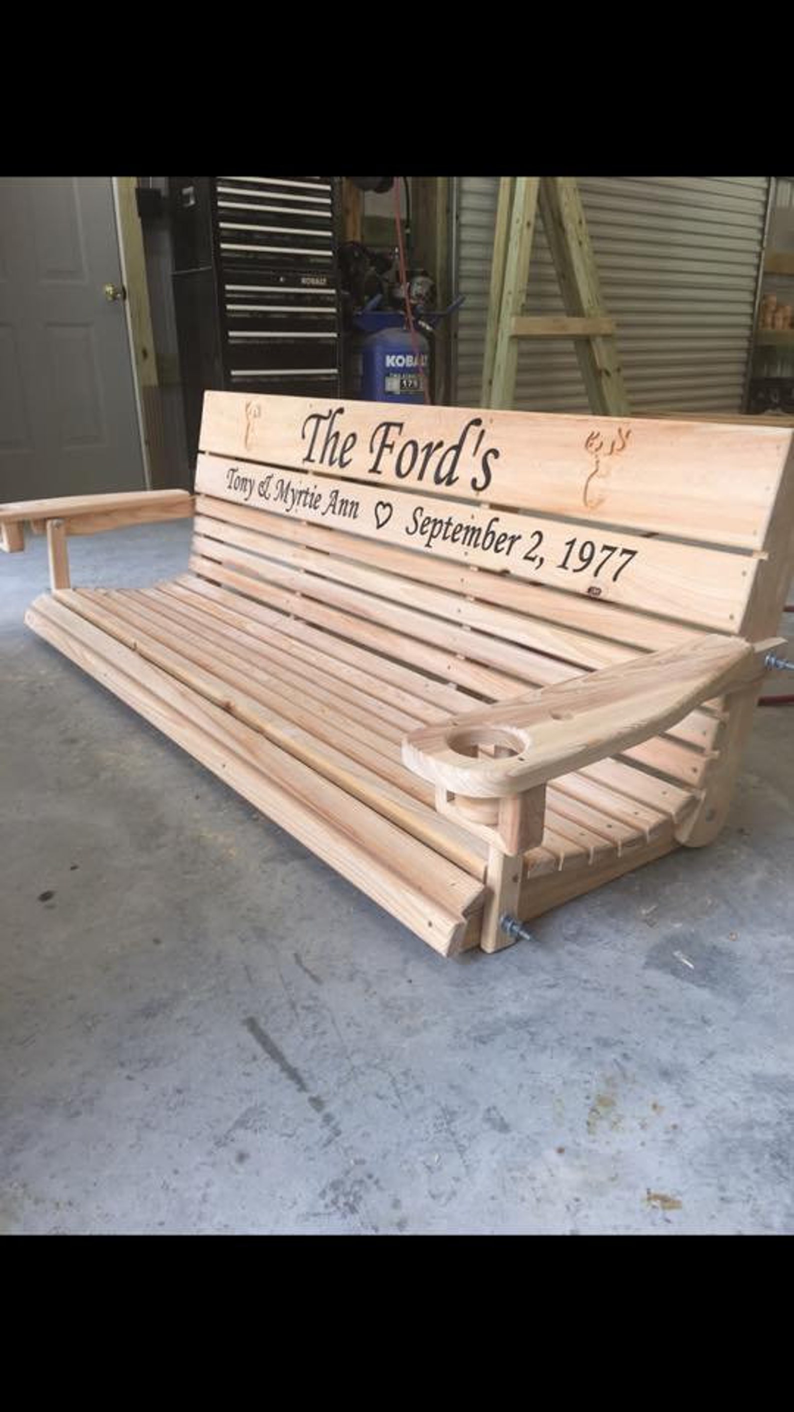 6 ft Cypress Porch Swing with Cup Holders 66 Seat Etsy