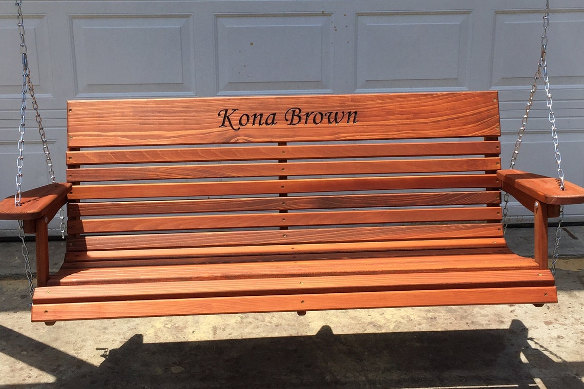 4 Ft Cypress Porch Swing with Cup Holders Unique Adjustable Etsy