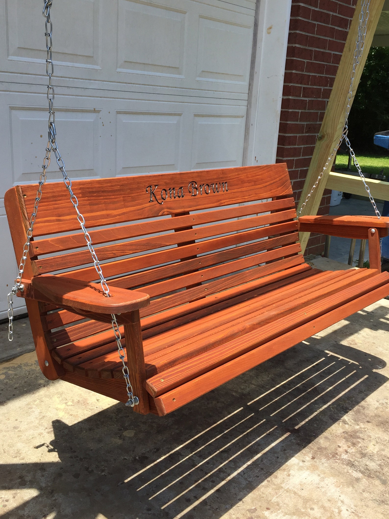 5 Ft Handmade Cypress Porch Swing with Cupholders Custom Etsy