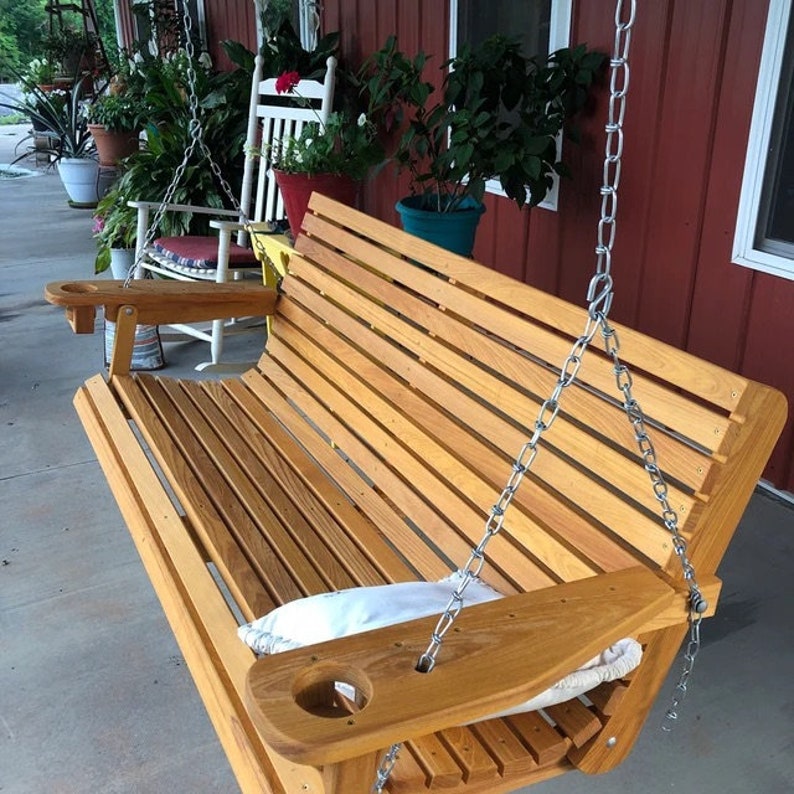 6 Ft Cypress Porch Swing With Cup Holders 66 Seat Etsy