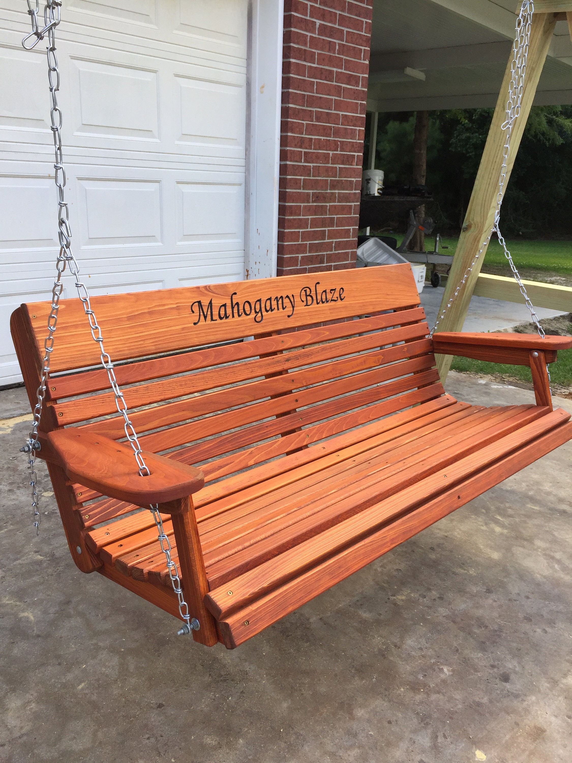 5 Ft Handmade Cypress Porch Swing with Cupholders Custom Etsy