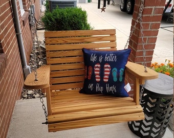 2 Ft Cypress Porch Swing - Adjustable Seating Angle - Custom Engraving, Stain, and Cupholders Available - Christmas Gift