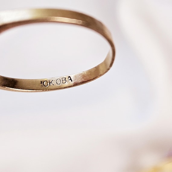 VTG 10k Gold Floral Cluster Ring with Ruby and Di… - image 6