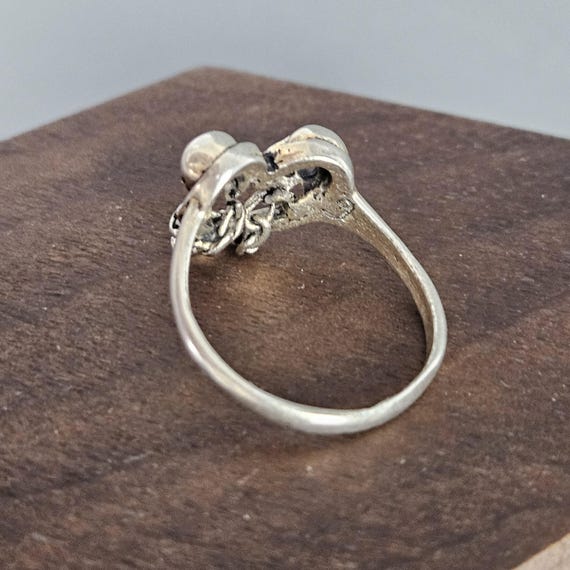 Skeleton Heart Silver Tone Ring - image 3