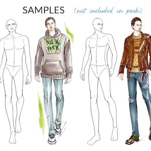 Male Fashion Croquis Pack, Male Fashion Figure Template, Mens Body Pose for Fashion Illustration, Fashion Sketch, Fashion Draw image 3