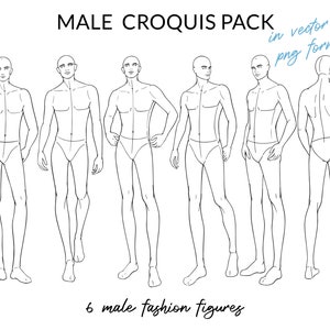 Male Fashion Croquis Bundle, Male Figure Template, Mens Body Pose for Fashion Illustration, Fashion Sketch, Fashion Drawing, Fashion Design image 5