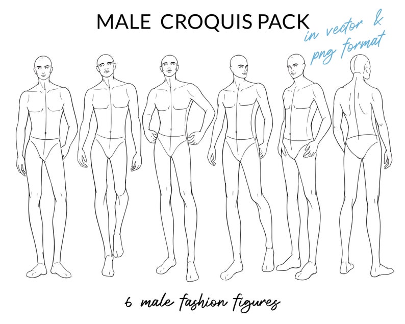 Male Fashion Croquis Bundle, Male Figure Template, Mens Body Pose for Fashion Illustration, Fashion Sketch, Fashion Drawing, Fashion Design image 5