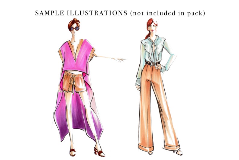 Fashion Croquis Bundle, Female Figure Template, Body Pose for Fashion Illustration, Fashion Sketch, Fashion Drawing, Poses, Blank Figures image 7