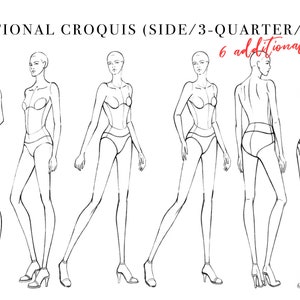 Fashion Croquis Bundle, Female Figure Template, Body Pose for Fashion Illustration, Fashion Sketch, Fashion Drawing, Poses, Blank Figures image 4